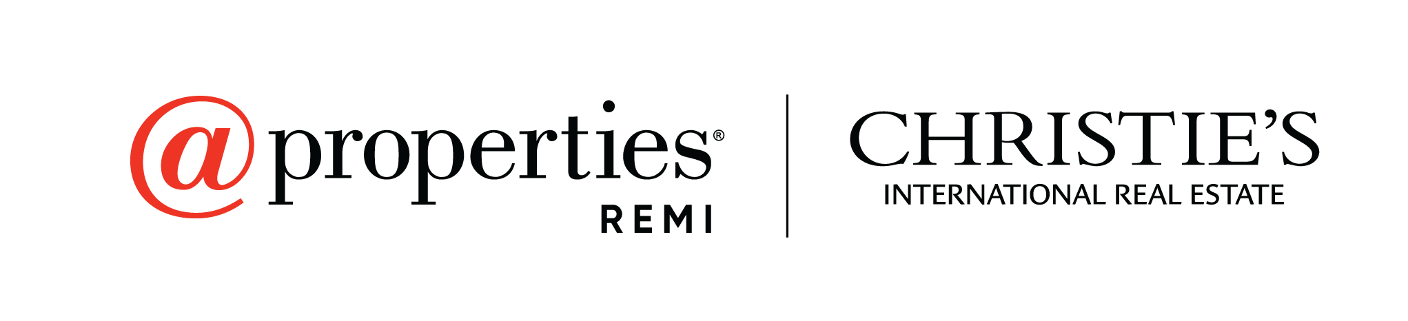 Affiliate logos for @properties and Christie's International Real Estate